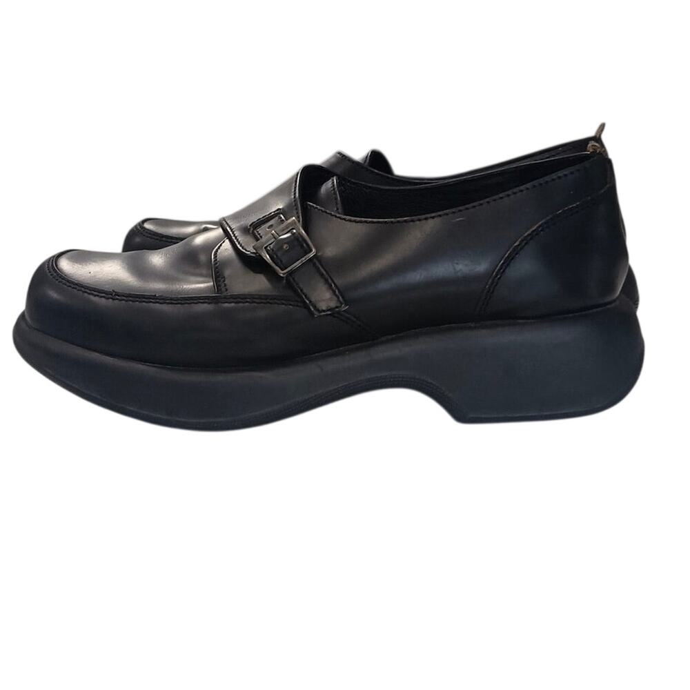Vtg Dansko Tamara leather monk strap clog Sz 40 Black-buckle academia Y2K retro